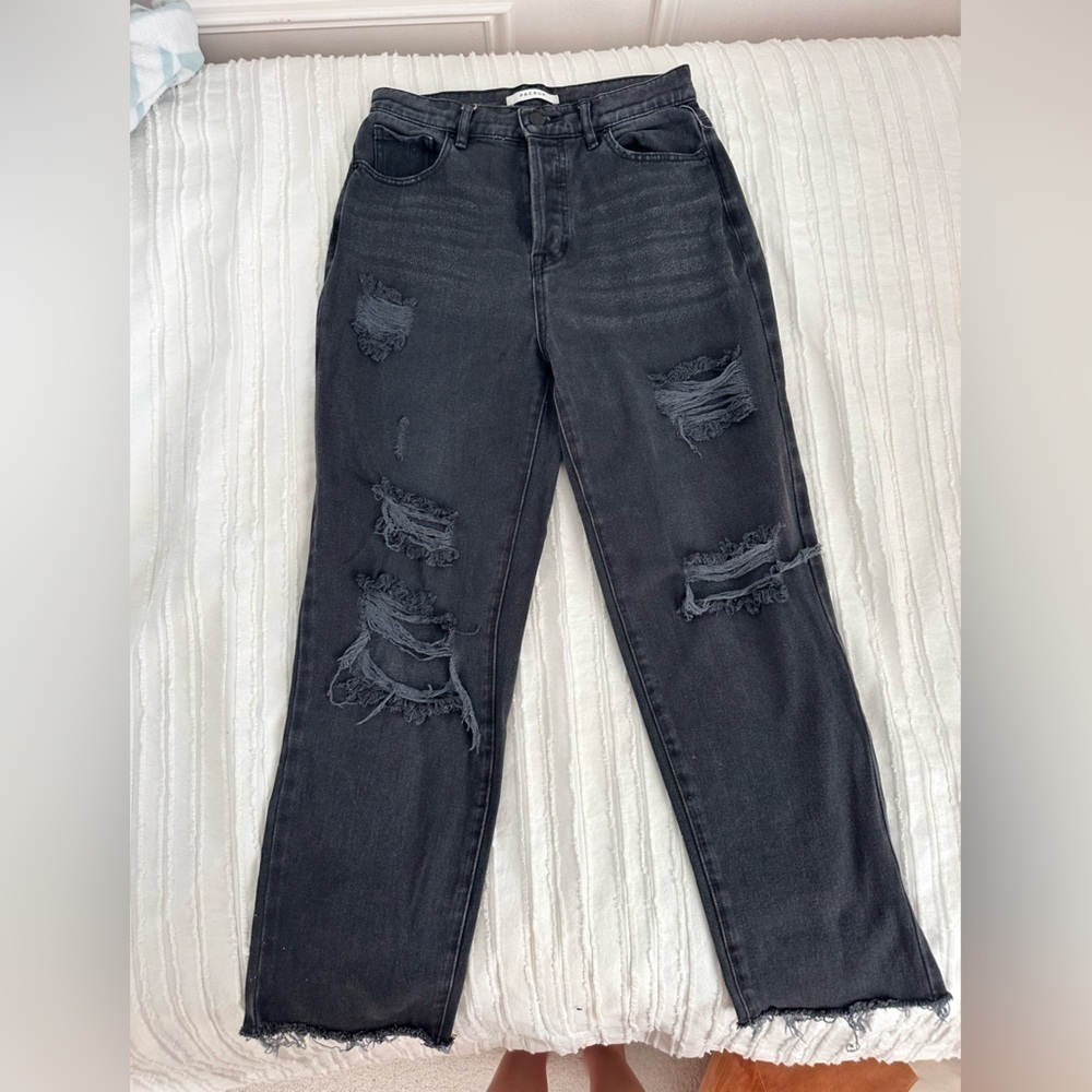 PacSun Black High Waisted Straight Distressed Jeans Size 25 - Picture 4 of 6